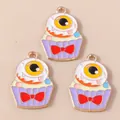 Halloween eyeball cupcake charms made of alloy for DIY jewelry and accessory making - Eyeball Cupcake Shape / Pink