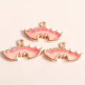Pink gradient enamel bat wing charms with gold plating and glitter for DIY jewelry - Pink