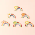Set of six colorful enamel daisy and rainbow alloy charms for DIY jewelry making - Multicolor