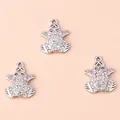 Sparkling silver frog charms set with clear and purple rhinestones for DIY jewelry - Silver