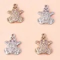 Set of 4 frog jewelry pendants with sparkling rhinestones in gold and silver finish - Gold And Silver Style / Multicolor