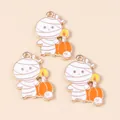 Détail de pendentifs d'Halloween en alliage momie et citrouille pour bijoux DIY - Blanc