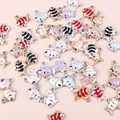 Colorful alloy tropical fish charms with enamel drip finish for DIY jewelry and keychain - 10 Pieces/Pack / Assorted Mix