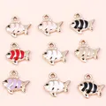 Close-up of colorful alloy koi fish charms with gold plating for DIY jewelry making - 10 Pieces/Pack / Gold Mixed