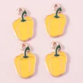 Set of 4 yellow bell pepper charms with gold plating for DIY jewelry making - Yellow
