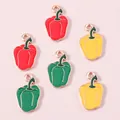 Colorful bell pepper charms for DIY jewelry making in red yellow and green finish - Colorful