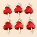 6PCS Heart and Nail Charms Set in Gold and Silver finish for Halloween Jewelry DIY - Multicolor