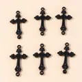Pendentifs croix gothiques noirs avec relief pour la création de bijoux DIY - Noir
