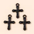 Three pieces of black cross pendants with heart-shaped ends and polished finish - Black Cross