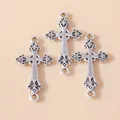 Pendentifs croix celtiques en argent vieilli avec doubles boucles et gravures baroques - Argent