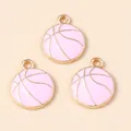 Pink and gold enamel basketball charms made of alloy for DIY jewelry and keychain making - Pink
