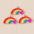 Detailed close-up of rainbow heart charms with colorful enamel for DIY jewelry making - Rainbow Heart