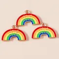 Three colorful rainbow enamel charms with gold Love Wins text for DIY jewelry making - English Rainbow