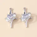 Pendentif étoile en argent avec zircon coeur et perles pour création de bijoux DIY - Argent