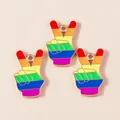 Rainbow enamel V-gesture peace sign pendants in gold alloy for DIY jewelry - Victory Gesture