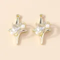 Pendentif cœur en zircon doré et étoile polaire avec perles pour création de bijoux DIY - Or Blanc