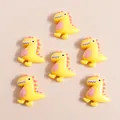 Set van 6 schattige gele hars dinosaurus bedeltjes voor DIY sieraden en accessoires - Geel