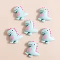 Set van zes schattige lichtblauwe hars dinosaurus bedeltjes voor doe-het-zelf sieraden en hoesjes - Blauw