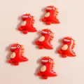 Set van 6 schattige rode hars dinosaurus bedeltjes voor DIY telefoonhoesjes en sieraden - Rood