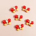 Set van 6 kleurrijke vlinderharsbedeltjes met stippen voor DIY-telefoonhoesjes crafts - Rood