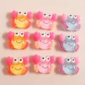 Cute cartoon resin crab charms in orange, pink, and blue for DIY phone cases and crafts - Multicolor