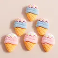 Pack of 6 cute cartoon resin ice cream cone charms for DIY hair accessories and phone cases - Multicolor