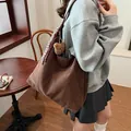 Brown faux suede hobo tote bag with teddy bear charm and plaid scarf detail - Coffee with Pendant