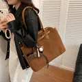 Brown frosted suede tote bag for women with leather strap and baseball charm - Baseball Eyeglass Case Charm / Brown
