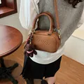 Brown bowling bag with bear charm and embossed MAUDAI BEAR text for women - With Bear Pendant / Brown