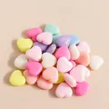 Perles en acrylique colorées en forme de cœur pour la création de bijoux DIY - Rose vif
