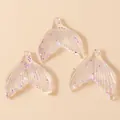Trois pendentifs queue de sirène transparents avec paillettes mauves pour bijoux DIY - Violet