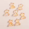 Pendentifs ours en résine dégradé orange translucide avec paillettes et crochet - Pack de 15 / Corail
