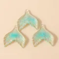 Trois breloques queue de sirène en résine dégradé brillant pour bijoux DIY - Bleu