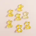 Lot de 7 pendentifs ours en résine jaune pailletée pour bijoux DIY et porte-clés - Pack de 15 / Jaune