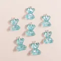 Lot de 7 oursons en résine bleu dégradé avec paillettes et boucles pour création DIY - Pack de 15 / Bleu lac