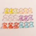 Oursons en résine dégradée avec paillettes et boucles pour création de bijoux DIY - Pack de 15 / Multicolore