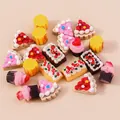 Miniature resin food charms set featuring colorful cakes and cookies for DIY crafts - Mixed