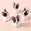 Set di 4 statuette di bulldog francese in resina per gioielli fai-da-te e decorazioni - Bianco