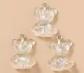 Trois breloques ours en résine dégradée avec anneaux métalliques pour bijoux DIY et artisanat - Pack de 15 / Blanc