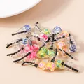 Detailed view of miniature fruit tea cup charms with resin slices for DIY crafts - Mixed Color Fruit Cup