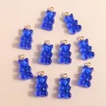 Deep blue resin gummy bear pendants with gold loops for DIY jewelry making accessories - Sapphire Blue