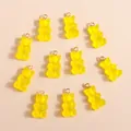 Set of yellow resin gummy bear charms with golden loops for DIY jewelry making - Yellow