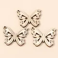 Pack of 10 hollow butterfly wooden buttons for DIY crafts and sewing embellishments - Milky White