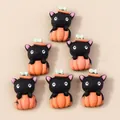 Cartoon Halloween resin cat in pumpkin charms for DIY crafts and hair accessories - Orange