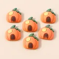 Set of six orange resin pumpkin house charms for DIY crafts and Halloween accessories - Pumpkin House (Orange)