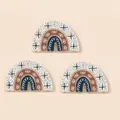 Three-piece set of boho rainbow acrylic charms in deep blue and brown for DIY jewelry - Spotted Rainbow