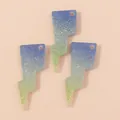 Pack de 3 dijes de rayo en resina con degradado y purpurina para bisutería artesanal - Azul Degradado