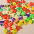 15-piece pack of colorful resin fruit and vegetable charms for DIY phone case making - Random Mixed Styles