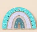 Rainbow-shaped acrylic charms in pastel blue and pink for DIY jewelry making - Blue Rainbow