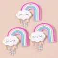 DIY acrylic rainbow cloud pendants with smiley faces and colorful raindrops for accessories - Tassel Cloud Rainbow
